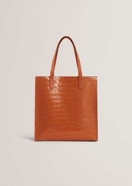 Ted Baker - Ted Baker WENELLA Croc Effect Large Icon Bag 282817 Καφέ