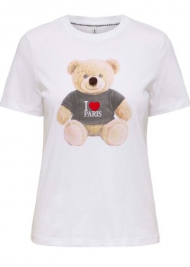 Only - Only Teddy Γυναικείο Κοντομάνικο T-shirt 15369992 Λευκό