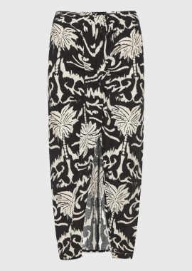Funky Buddha - Funky Buddha All Over Printed Midi Φούστα με Άνοιγμα FBL013-105-14 Μαύρο