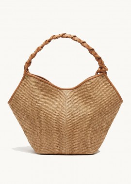 Bonendis - Bonendis Helena Small in Raffia & Tabac Leather Πούρου