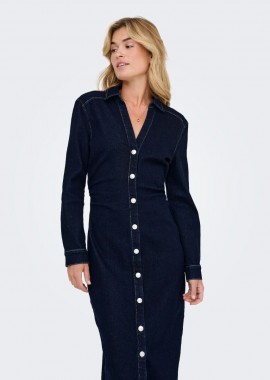 Only - Only Caitlin Γυναικείο Maxi Denim Φόρεμα 15353746 Μπλέ