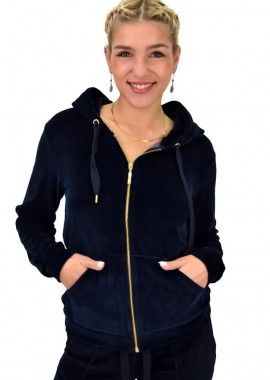 First Woman - Βελουτέ ζακέτα φόρμας μπλε σκούρο Μπλε Σκούρο 3727