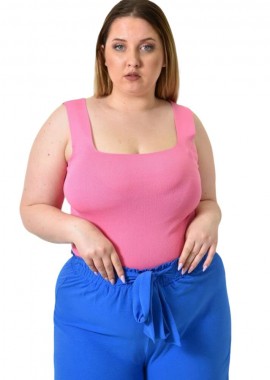 Potre OR - Γυναικείο Plus Size εφαρμοστό τοπ Ροζ 24409