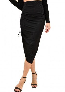 Potre OR - Γυναικεία midi φούστα με σούρα Μαύρο 13980
