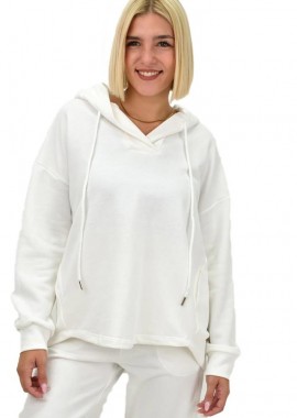 Potre OR - Γυναικείο φούτερ ασύμετρο Λευκό 21794