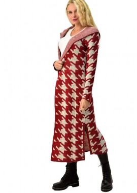 Caroon - Πλεκτή ζακέτα με pattern Κόκκινο 3994