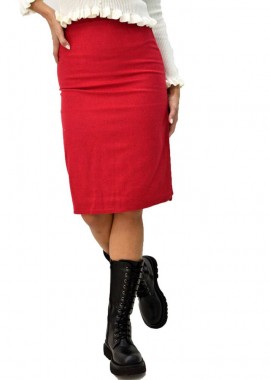 Potre OR - Γυναικεία midi φούστα μονόχρωμη Κόκκινο 9452