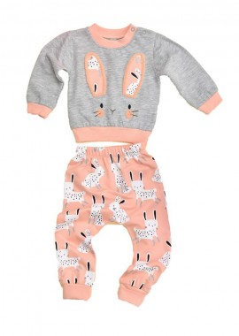 Potre OR - Βρεφικό σετ φούτερ με σχέδιο κουνελάκι Σομόν 14295