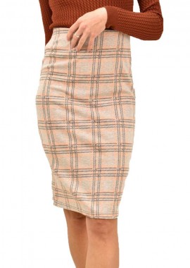 Potre OR - Γυναικεία φούστα καρό Κοραλί 13195