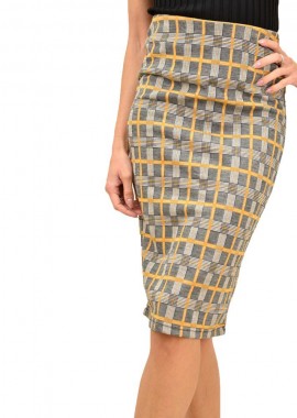 Potre OR - Γυναικεία φούστα καρό Μουσταρδί 13212