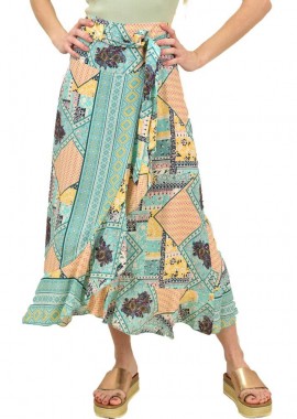 Potre OR - Γυναικεία φούστα εμπριμε Γαλάζιο 14561