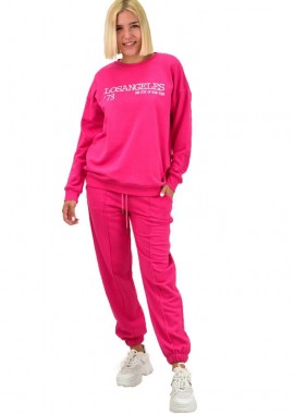 Potre OR - Αθλητικό σετ φούτερ φόρμα με τύπωμα LOSANGELES Φούξια 17555