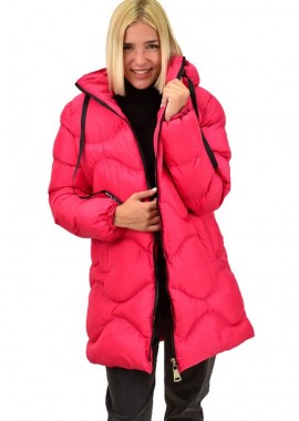 Potre OR - Puffer μπουφάν με κουκούλα Φούξια 17657