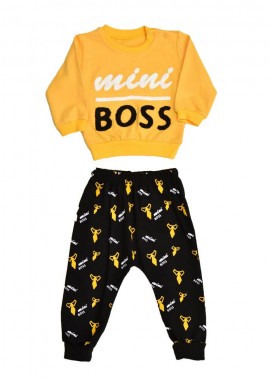 Potre OR - Βρεφικό σετ φόρμας με σχέδιο mini BOSS Κίτρινο 17042