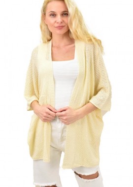 Potre OR - Γυναικεία ζακέτα διάτρητη oversized Εκρού 14160