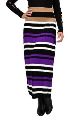 Potre OR - Γυναικεία φούστα ριγέ midi Μωβ 22082