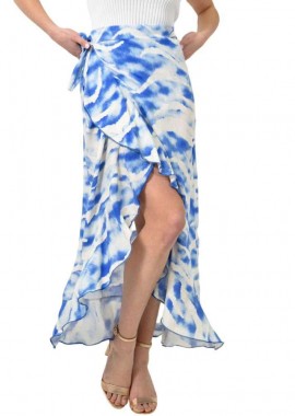 First Woman - Κρουαζέ φούστα με βολάν Μπλε 23471