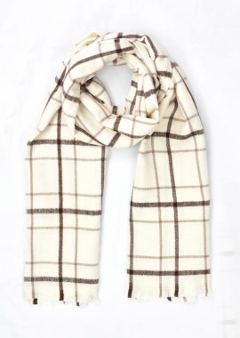 Potre OR - Κασκόλ με σχέδιο καρό Εκρού 23018