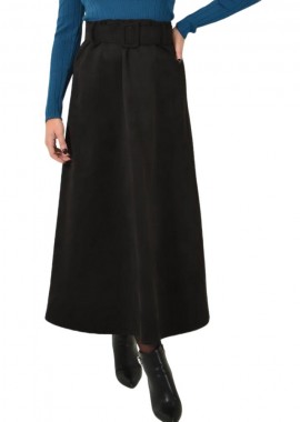 Potre OR - Μίντι σουέτ φούστα με ζώνη Μαύρο 26158