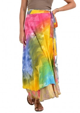 Potre OR - Μακριά Φούστα Boho με Εμπριμέ Σχέδια Μπεζ 26869