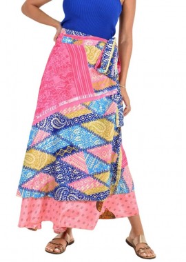 Potre OR - Μακριά Φούστα Boho με Εμπριμέ Σχέδια Ροζ 26909