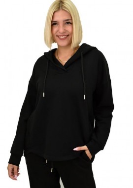 Potre OR - Γυναικείο φούτερ ασύμετρο Μαύρο 21793