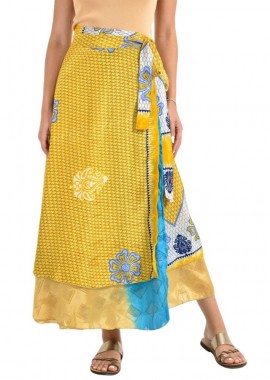 Potre OR - Μακριά Φούστα Boho με Εμπριμέ Σχέδια Κίτρινο 26960