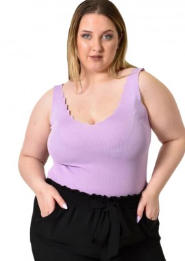 Potre OR - Γυναικείο Plus Size πλεκτό τοπ Λιλά 24352