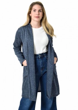 Potre OR - Πλεκτό καρντιγκαν με μακρύ μήκος Μπλε 27339