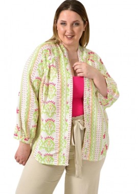 Potre OR - Γυναικείο boho πανωφόρι oversized Φούξια 24448