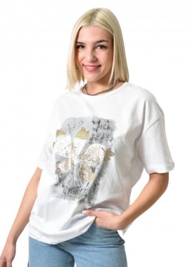 Potre OR - Γυναικείο T-shirt με στρας Λευκό 23772