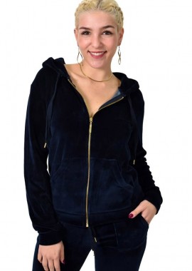 First Woman - Ζακέτα βελουτέ μπλε σκούρο στρας νούφαρο Μπλε Σκούρο 22988