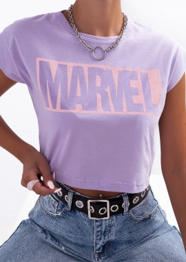 sense-shop - CROP MARVEL LILA T-SHIRT
