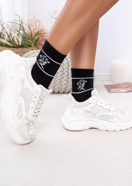 sense-shop - KOREAN LOVE BLACK BASKET SOCKS
