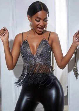 sense-shop - ΜΑΥΡΟ STRASS TOP - YOUNG