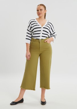 MAT FASHION - Τζιν basic cropped σε φαρδιά γραμμή