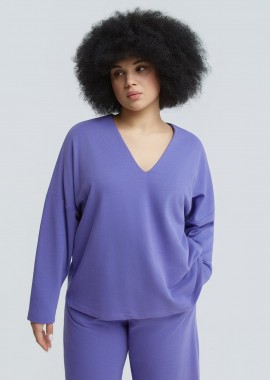 MAT FASHION - Βαμβακερό φούτερ με V-λαιμόκοψη