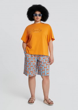 MAT FASHION - Βαμβακερό t-shirt με strass στάμπα