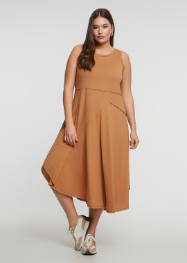 MAT FASHION - Ασύμμετρο αμάνικο βαμβακερό φόρεμα
