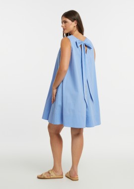 MAT FASHION - Ριγέ αμάνικο βαμβακερό φόρεμα με φιόγκο στην πλάτη