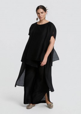 MAT FASHION - Λινή μπλούζα με layered σχέδιο