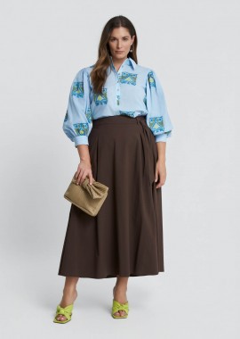 MAT FASHION - Maxi φούστα ποπλίνα με ζώνη στη μέση