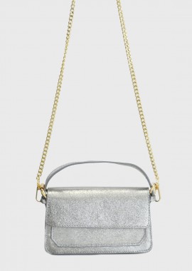 MAT FASHION - Δερμάτινη μίνι τσάντα metallic