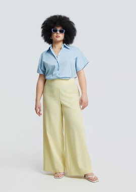MAT FASHION - Wide-leg παντελόνα με λεπτή ρίγα