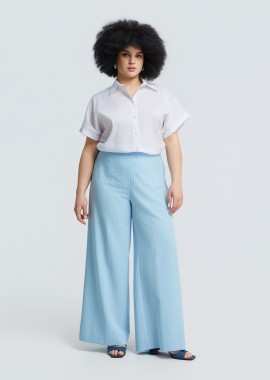 MAT FASHION - Wide-leg παντελόνα με λεπτή ρίγα