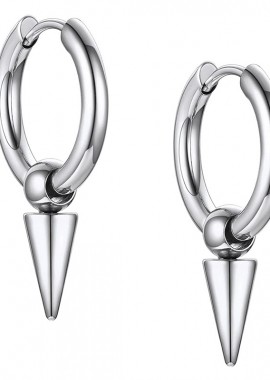 JT - Jt Unisex ατσάλινα σκουλαρίκια κρίκοι μικροί με καρφί