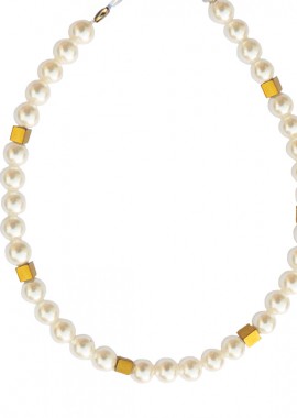 Polaris - PL Ατσάλινο βραχιόλι μαργαριτάρια shell pearls με αιματίτες