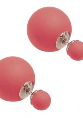 VFJ-Voulgaris Fashion Jewelry - JT Ασημένια σκουλαρίκια καρφωτά διπλή πέρλα Κοραλί