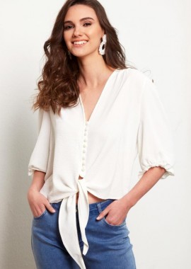 Anna Raxevsky - ΕΚΡΟΥ CROP TOP ΠΟΥΚΑΜΙΣΟ