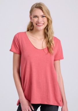 FUNKY BUDDHA - Γυναικείο V-neck μονόχρωμο t-shirt - The essentials